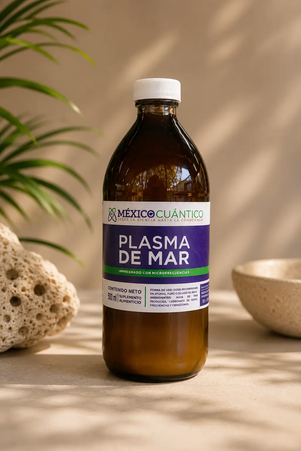 Botella de 500 ml de Plasma de Mar México Cuántico