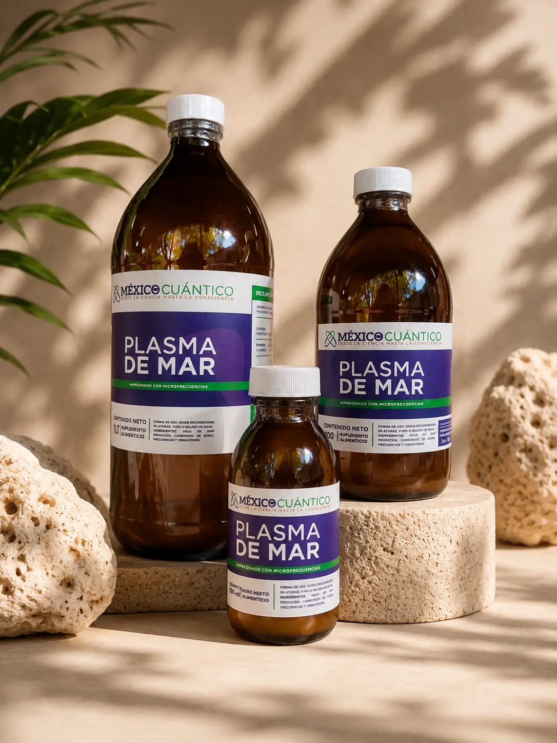 Presentaciones de 1 L, 500 ml y 100 ml de Plasma de Mar